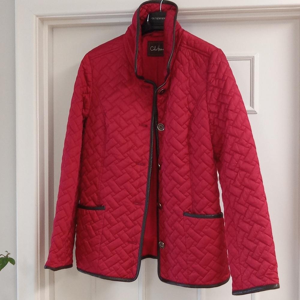 Cole Haan Quilted Barn Jacket Dark Red Lightweight Field Coat